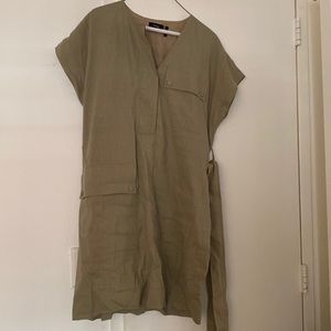 Theory tan linen dress with belt